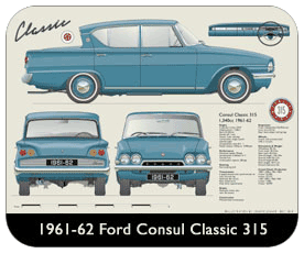 Ford Consul Classic 315 1961-62 Place Mat, Small